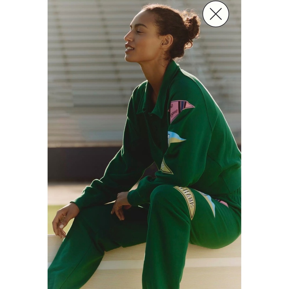 Sundry Spirit League Jogger Set Large Green Collared Sweatshirt & Pants Champs